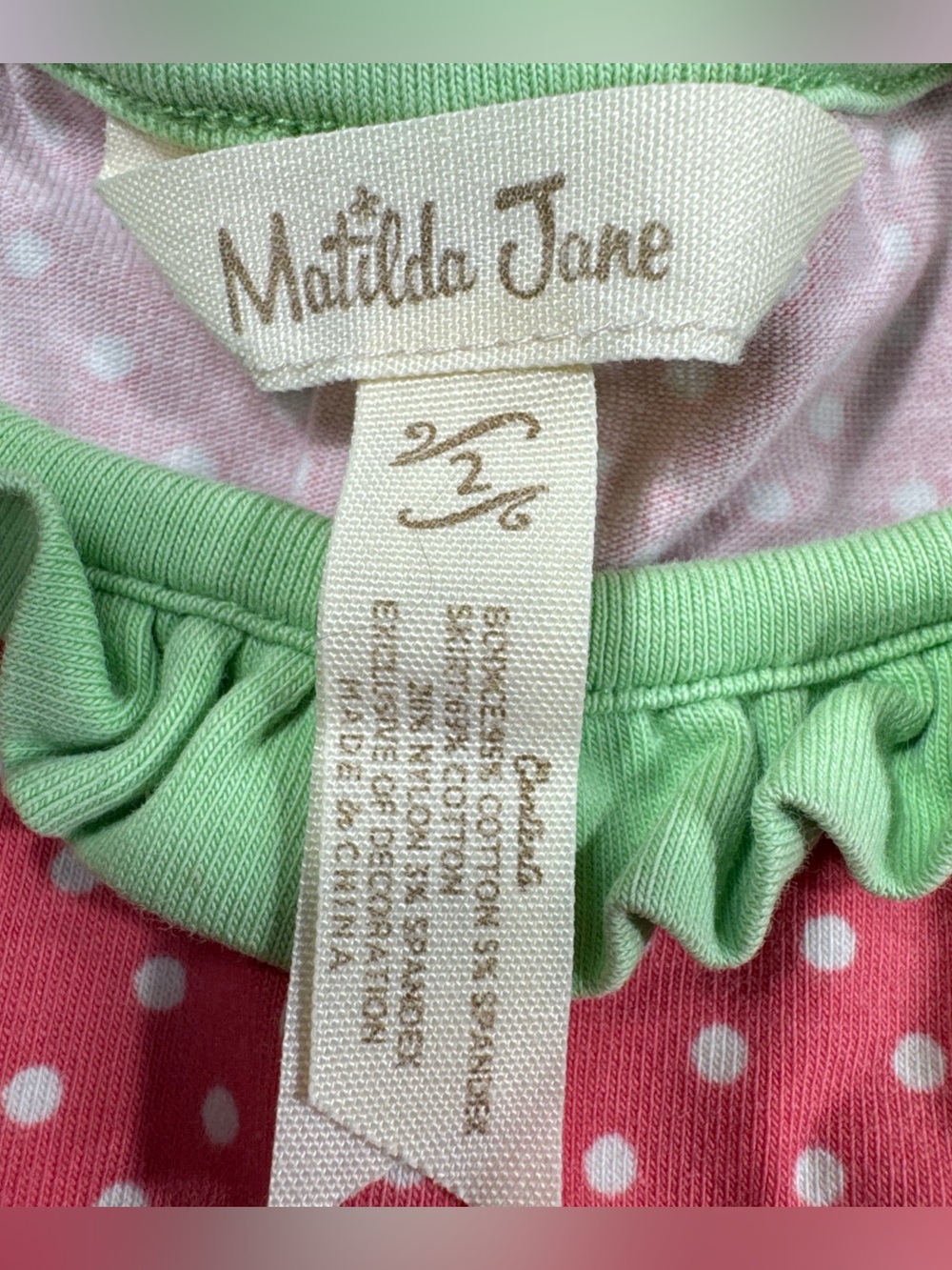 MATILDA JANE Sz 2 Twirl Dress Sleeveless Pink Polka Dot Butterfly Good to Go - Picture 3 of 5